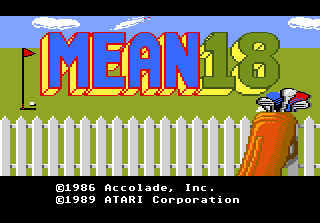 Mean 18 Ultimate Golf title screen for Atari 7800